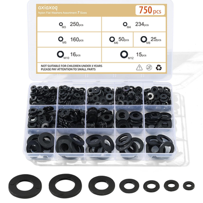#ad 750PCS Nylon Flat Washers for Screws Bolts 7 Sizes Plastic Washers Assortment K $7.80