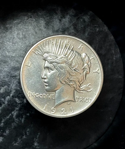 1921 $1 Silver Peace Dollar - High Relief Key Date - AU++-Light Rim Toning