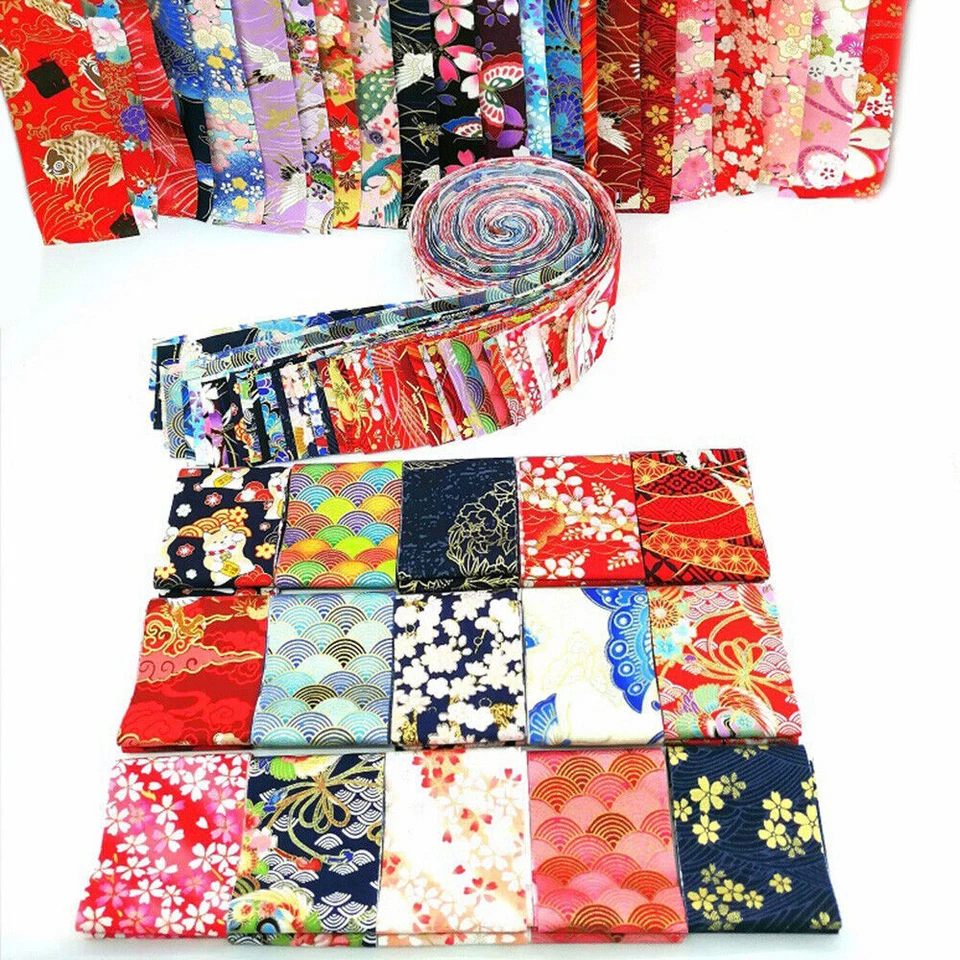 40Pcs Japanese Cotton Fabric Strips Jelly Roll Patchwork Clothing Sewing DIY - Image 3 of 4