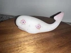 Fenton Whale Figurine in Pink Blossom Pattern~ Handpainted & Signed by Artist