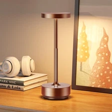 Cordless Table Lamp Rechargeable - Waterproof, Touch 3-Color Lighting Portabl...