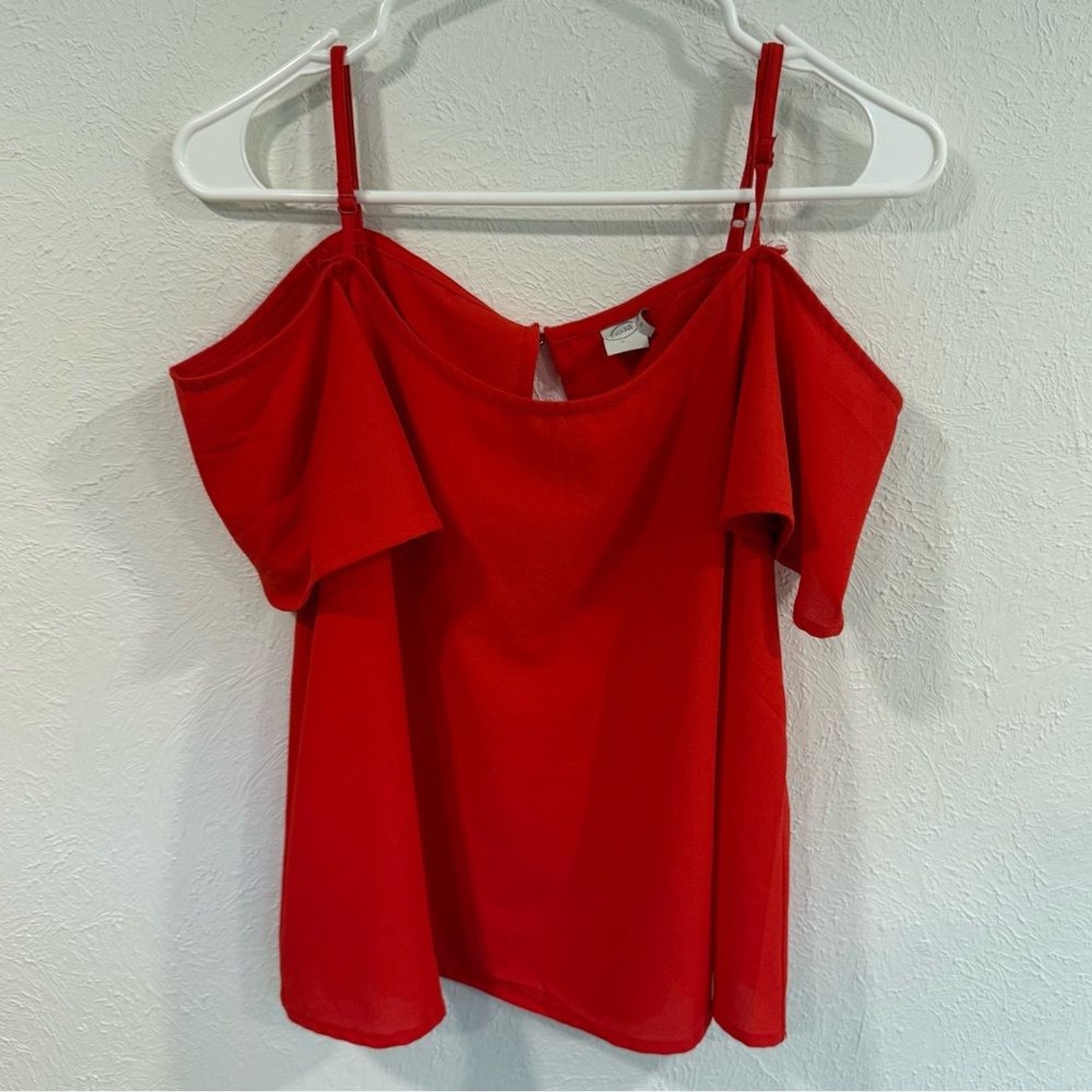 Paper Crane Red Off-Shoulder Square Neck Blouse S… - image 1