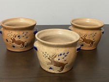 3 VTG CAMPOS FILHOS AVEIRO PORTUGAL Pottery Stoneware Bowls Rabbit Cobalt￼ Blue
