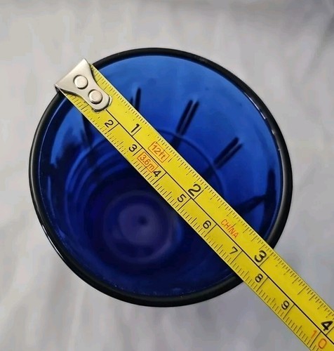 Anchor Hocking Cobalt Blue Tartan 16oz Drinking Glass Tumbler Water Iced Tea 6" - Picture 6 of 6