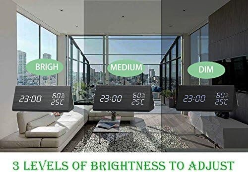 Wood Digital Alarm Clock Triangle Modern Simple Design Portable Wooden LED DK Br - Picture 3 of 10