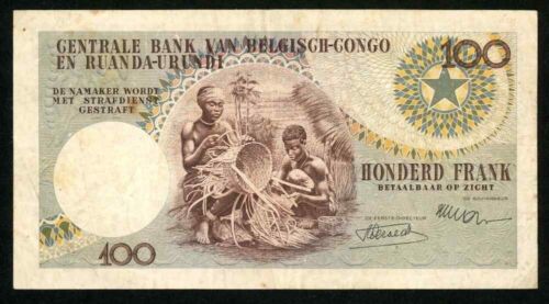 1955 Belgian Congo Ruanda-Urundi Central Bank One Hundred Francs Banknote P# 33a - Picture 3 of 3