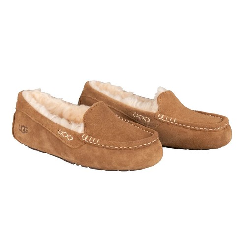 UGG ANSLEY SCALLOPED MOC BLACK SHEARLING LINED MOCCASIN SHOE US 7