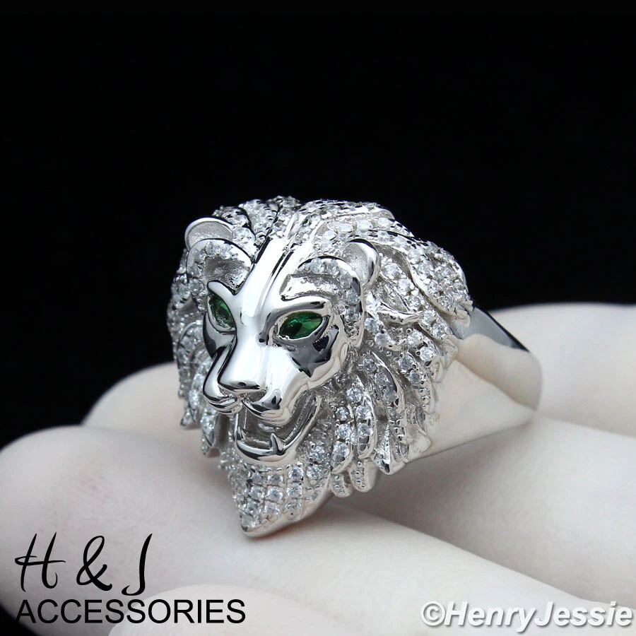 Sterling Silver Giant Lion Head Biker Ring