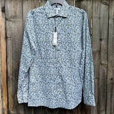 Bar III Men Slim Fit Dress Shirt Stretch Olive Blue Floral