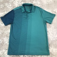 Under Armour Playoff Polo Shirt Mens Large Blue Teal Geometric Golf Gear AOP