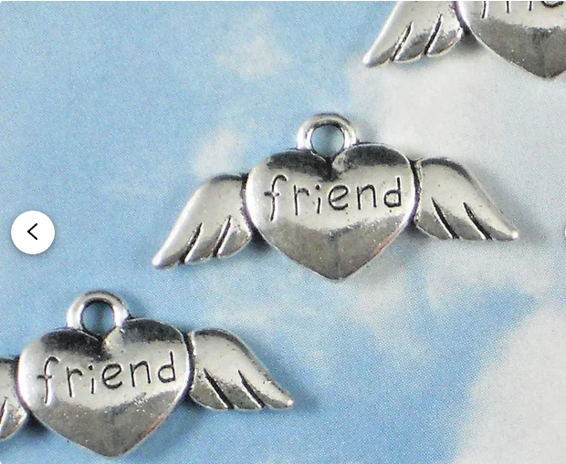 CHROME HEARTS Ciondolo ANGELO AMICO ALI CUORE su collana argento sterling 925 18" donna regalo