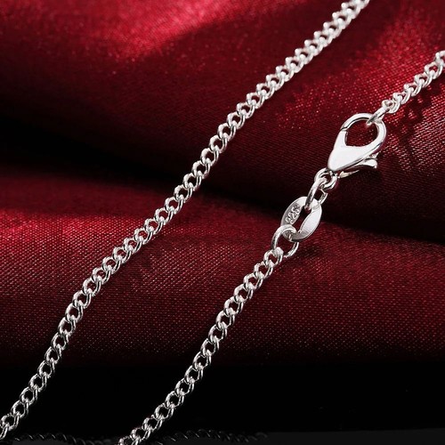 925 Sterling Silver Side Chain Necklace 2MM String chain Necklace Women Men