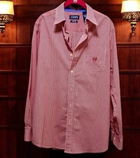 Men’s Chaps Preppy Red Check Button Down Stretch Dress Shirt Medium Cabin Core