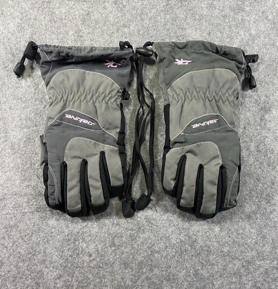 Dakine Tahoe Gloves Womens Grey Pink XS Leather Palms Ski Snow
