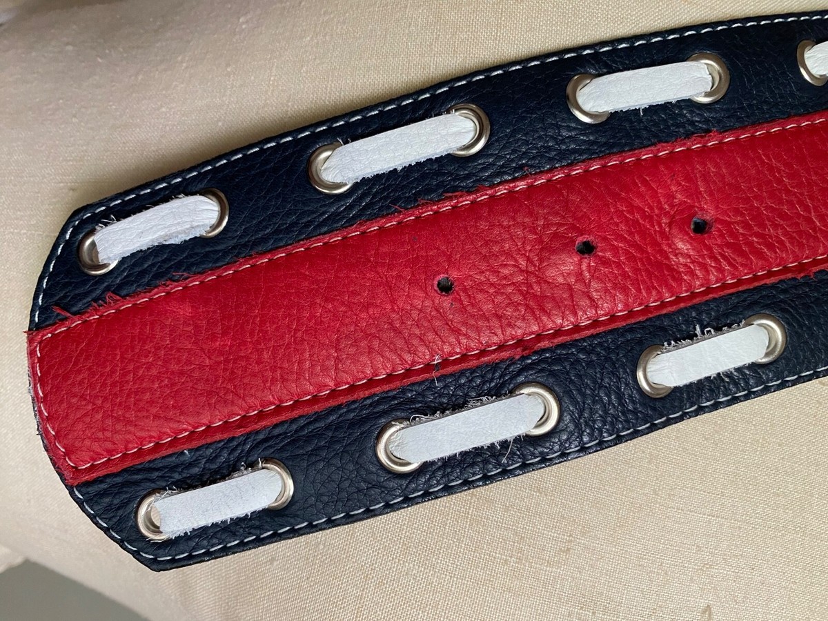 Leatherock Nautical Leather Boat Anchor Belt size large Wide Red White Blue Nautical Belt, Multiple Sailboat Ribbon Preston Leather  main image 3