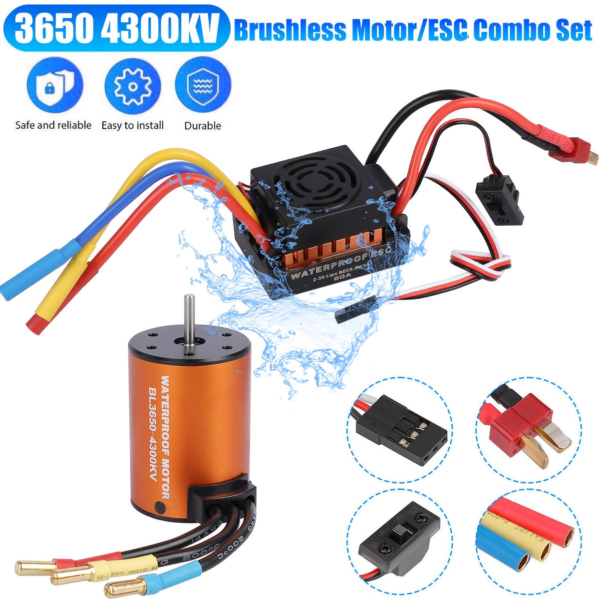 Moteur Brushless 3650 5900KV 4 Pôles – Pour Voiture Et Bateau RC 1/10 1/16 1/18 – Aluminium – Haute Performance