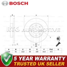 Bosch Front Brake Disc Fits Vauxhall Corsa Astra Cavalier Nova + Other Models