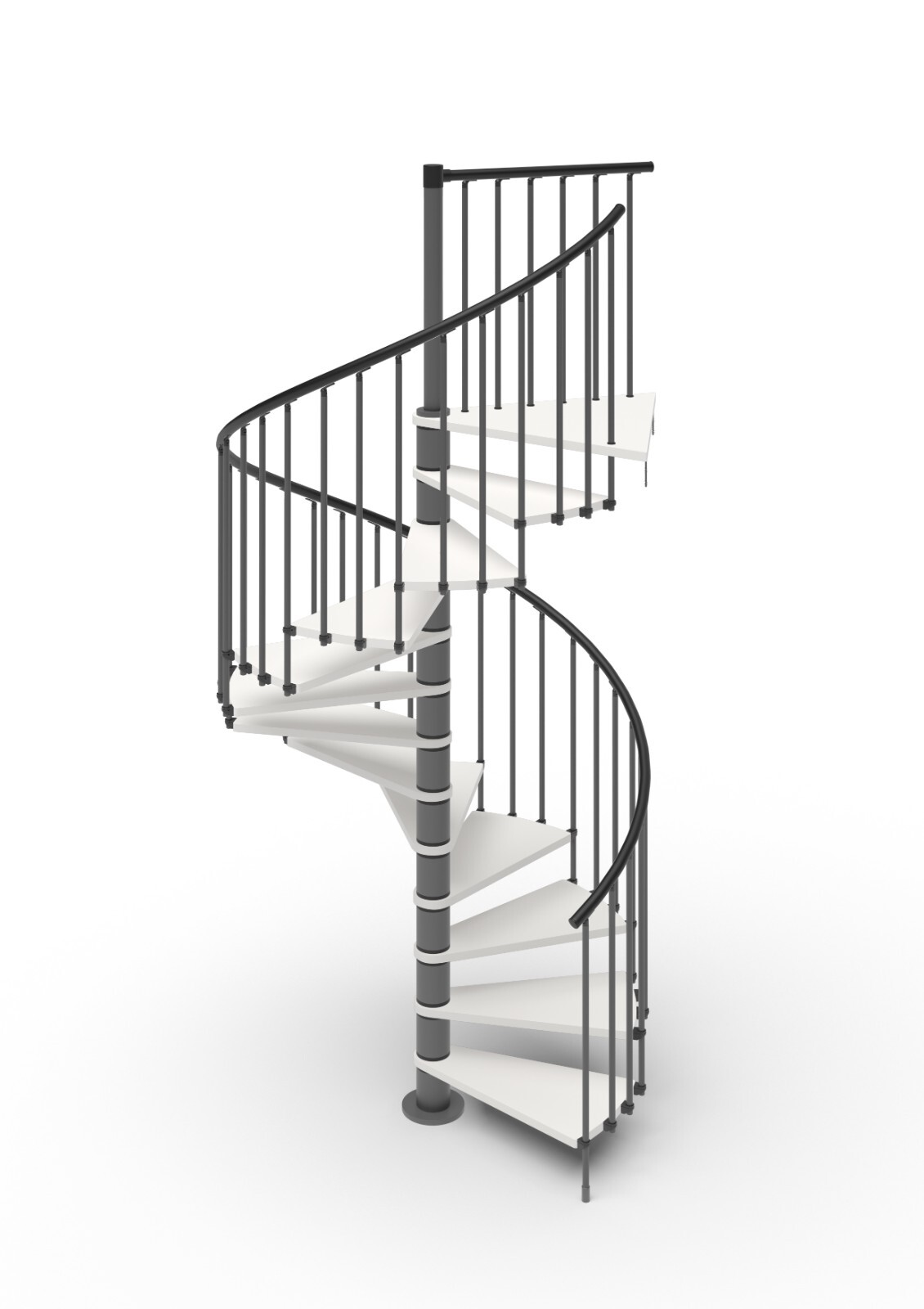 Indoor Spiral Staircase Beech Wood Step 9-Color PVC Handrail 71