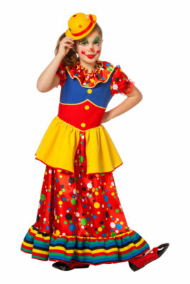 NET TOYS Clownskostüm Für Mädchen – Harlekin-Kleid Mit Haarreif & Kragen, Größe 5-6 Jahre (110-115 Cm), Für Karneval & Mottoparty