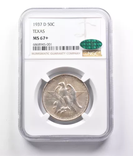 1937-D Texas Commemorative Half Dollar MS67+ NGC CAC *7142