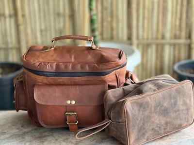 Leather Bag camera 11'' Vintage messenger Brand leather satchel shoulder Free 1+1