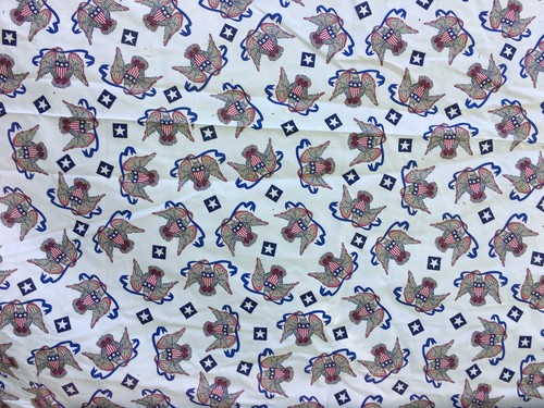 Fabric Eagles Stars Patriotic Almost 9’ (140”) x 42” Lightweight Cotton - Picture 2 of 4