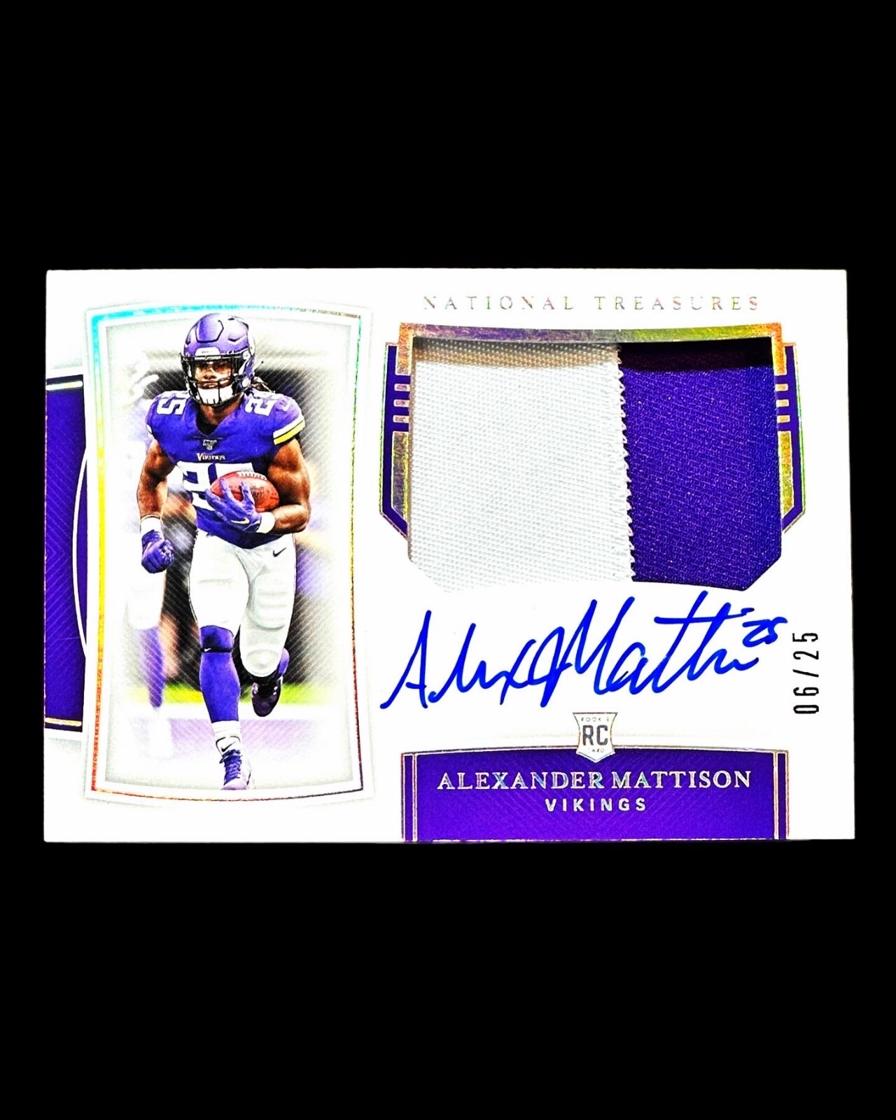 TRUE RPA #193 Alexander Mattison RC Auto 2019 National Treasures HOLO SILVER /25