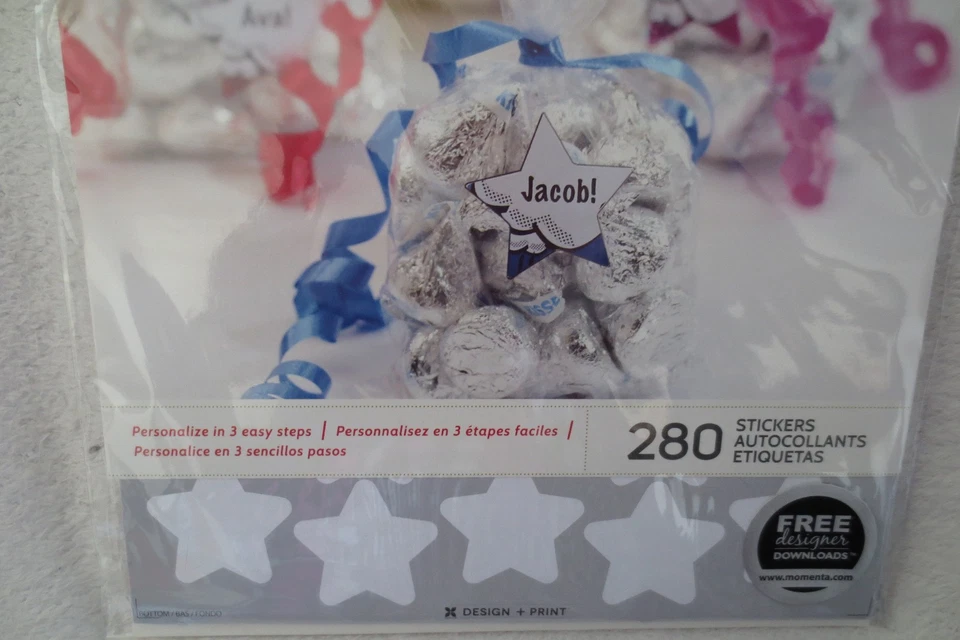 Diseño Momenta + Impresión Favor Etiqueta Pegatinas Estrellas/Cumpleaños/Fiesta Nuevo Foto 2 de 4