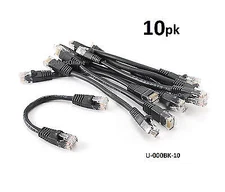 10-PACK 6inch CAT5e UTP Ethernet RJ45 Full 8-Wire Patch Cable, Black