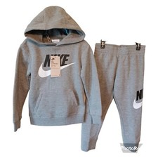 NIKE Boys Hoodie Sweatshirt  Joggers Sweat Pants 2 Pc Fleece Set Size 4-Gray