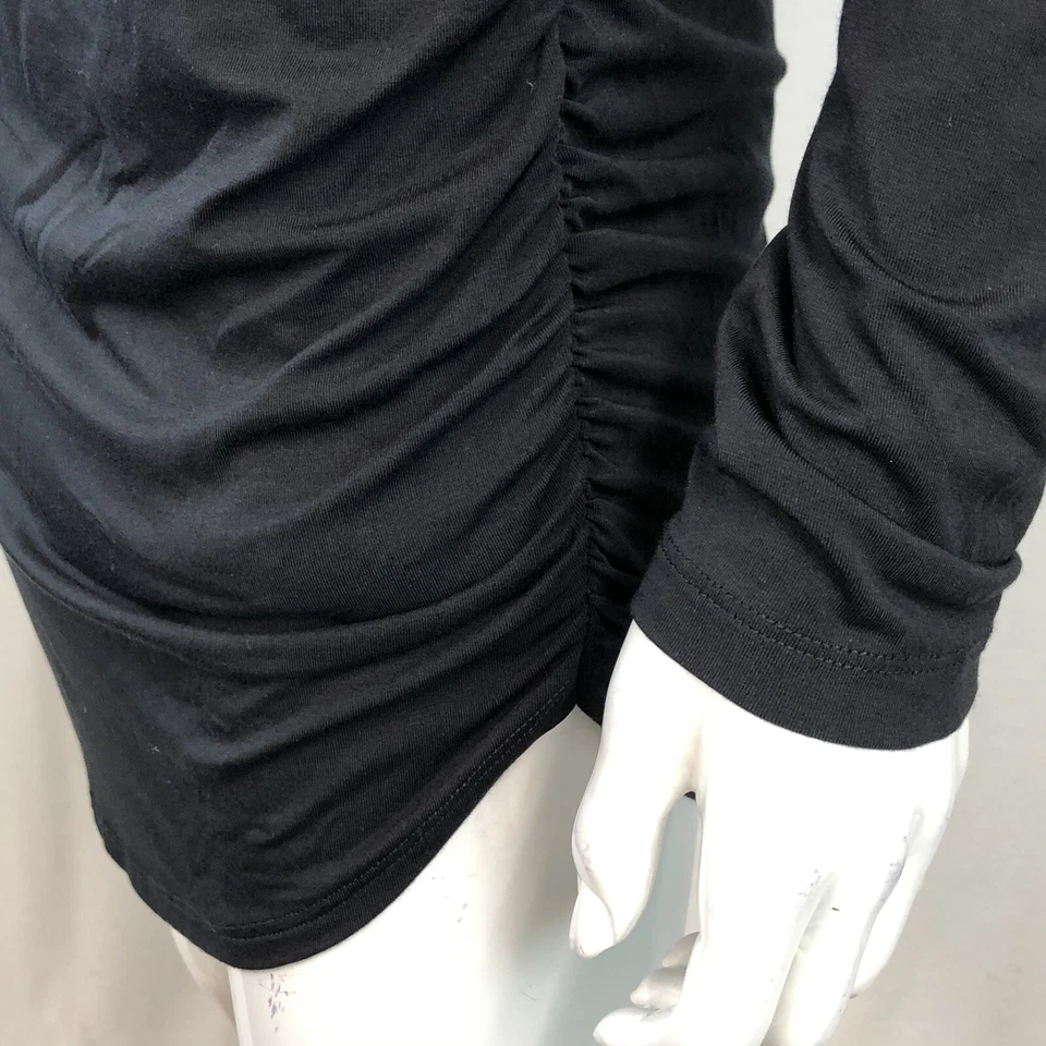 Vestido Tart Pequeño Negro Elastizado Modal Acanalado Manga Larga Asimétrico Anthropologie Foto 2 de 4