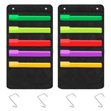 2 Pack Heavy Duty 5 Pocket Door Hanging File Organizer, Black Wall Storage Po...