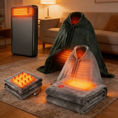 USB Heated Blanket with Battery Electric Heated Blanket Heated Poncho Shawl Wrap