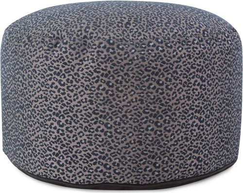 Elegant Indigo Blue Round Pouf-Lynx Collection - Picture 3 of 3
