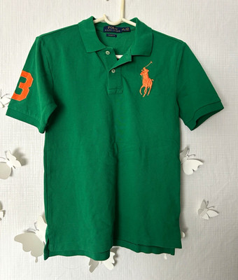 Polo Ralph Lauren Polo Big Pony grün/orange Gr. M (10-12) Piqué Kurzarm