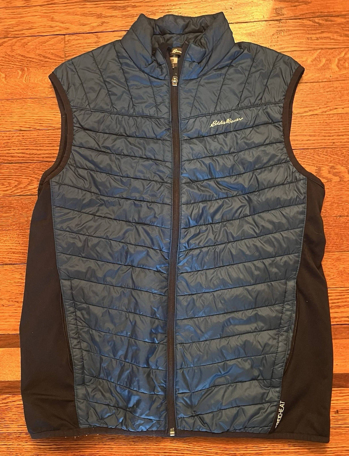 Eddie Bauer Puffer Vest Men’s Small Blue Zip Up Down Vest