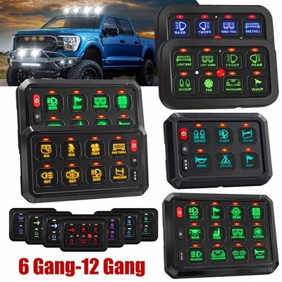 6/8/12 Gang LED Schalter Panel 12V 24V Aluminium Relais KFZ Boot Wohnmobil DE