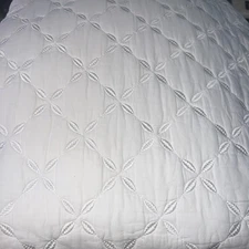 John Robshaw King Quilt Layla White Cotton Voile New