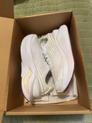 Saucony Women's Endorphin Shift 3 running shoes, white/gum, size 7.5 M