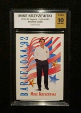 *MIKE KRZYZEWSKI* 1991-92 Skybox USA #542 *CGS 10* RC Rookie Card. rookie card picture