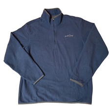 Eddie Bauer Half Zip Men Med Blue Thermal Waffle Texture Mock Neck Sweatshirt