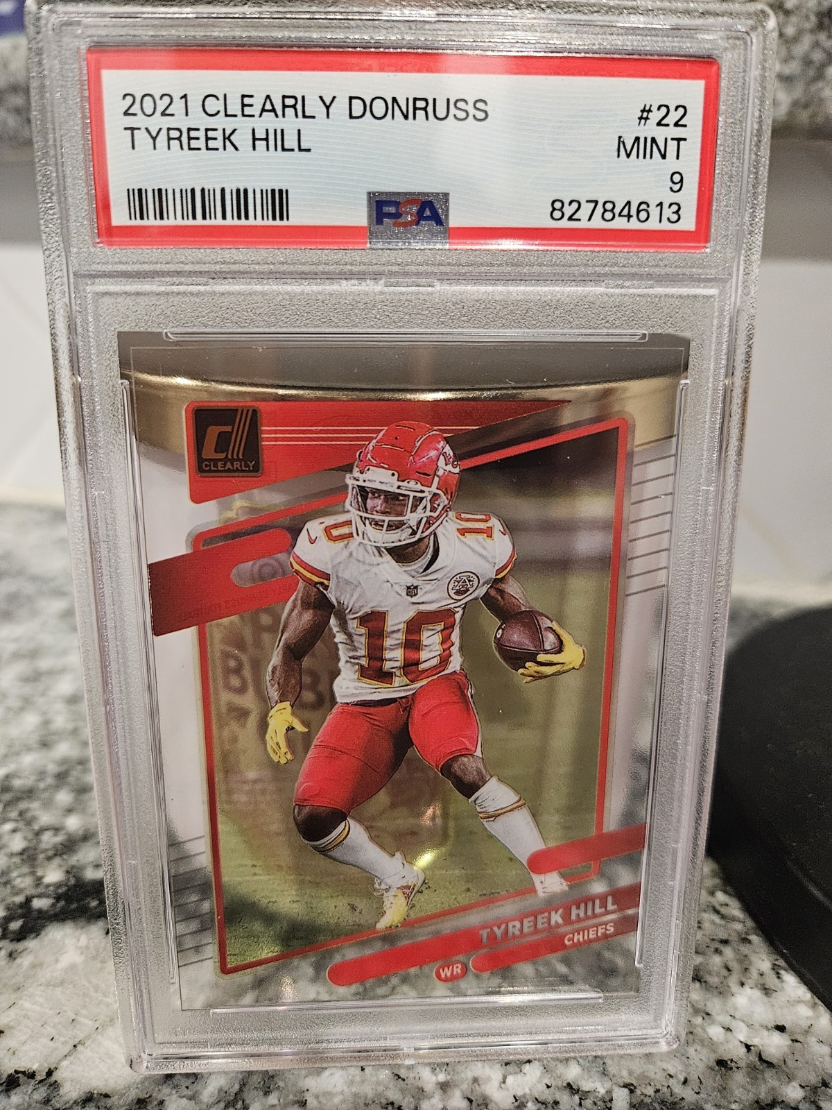 2021 Panini Clearly Donruss Holo Mosaic Tyreek Hill #22 PSA 9 MINT
