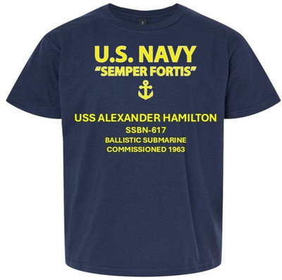 USS  ALEXANDER HAMILTON  SSBN-617 * SEMPER FORTIS *VINYL SHIRT. US NAVY LICENSED