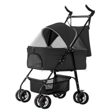 4 Wheels Pet Stroller Foldable Carrier Strolling Cart Travel Jogger Pet w/ Liner