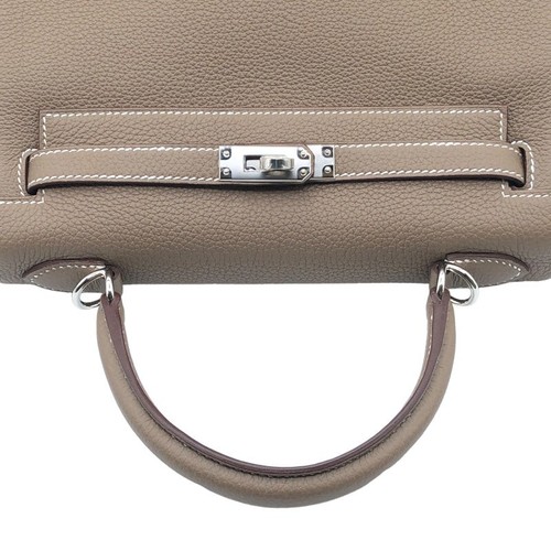 HERMES Kelly 25 B Etoupe Togo Women Shoulder Bag #Ok061 - Picture 8 of 12