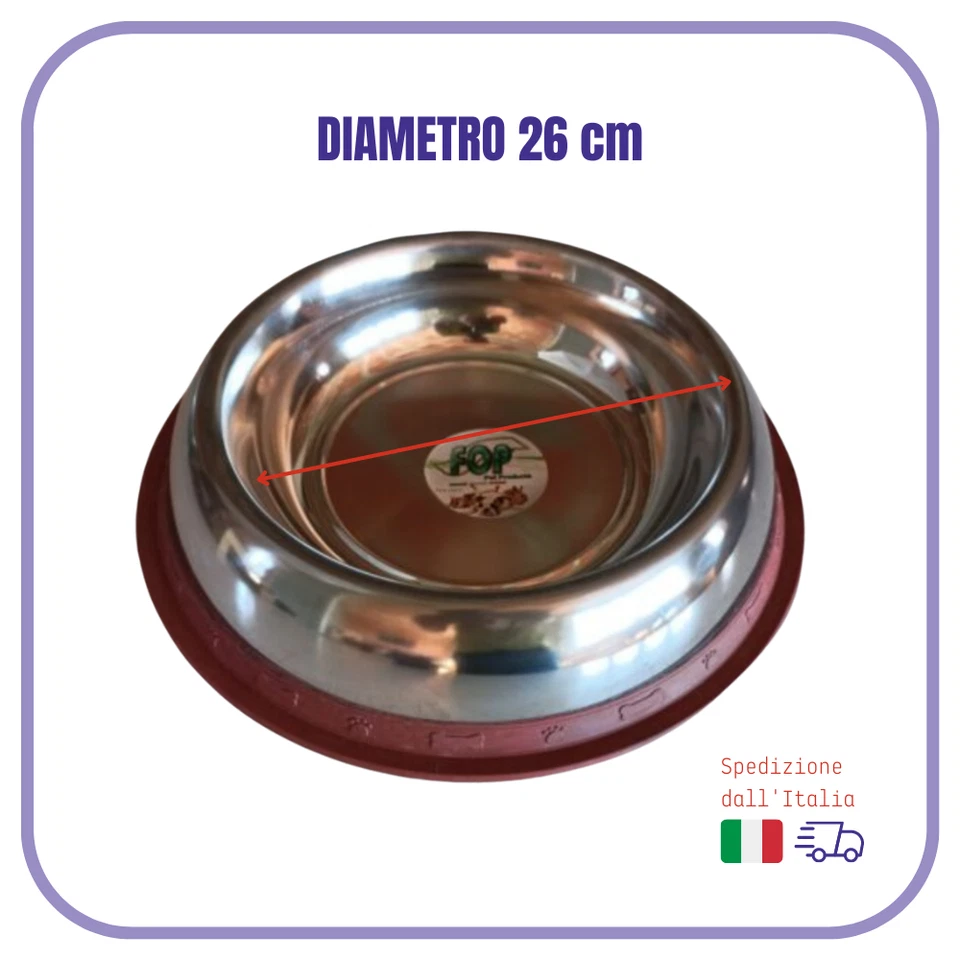 CIOTOLA in acciaio per CANE taglia GRANDE acqua anti ribaltamento e ANTISCIVOLO - Immagine 2 di 4