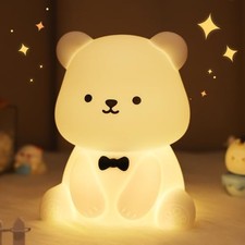 Cute Bear Night Light for Kids, Decorate Kids' Bedroom Style White Teddy Bear
