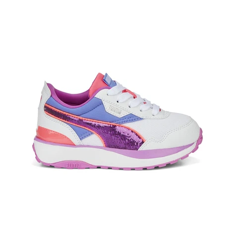 Sneakers Puma Cruise Rider glitzy glitter stringate giovani ragazze rosa bianco Casua