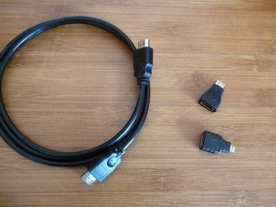 Datenkabel HDMI + 2 Adapter zu Mini HDMI + Micro HDMI - 160cm lang von AWM