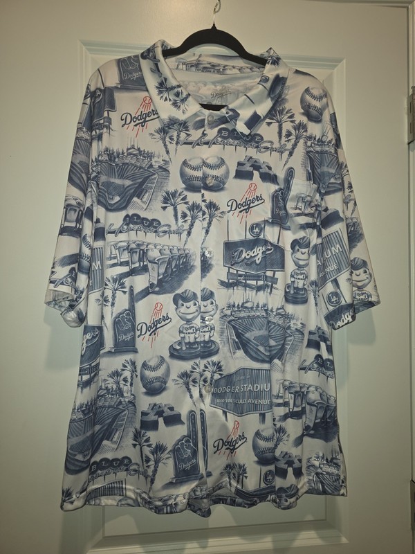 Dodgers All Over Print Hawaiian Shirt Mens Size XL